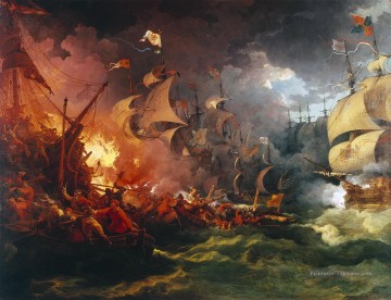 Loutherbourg Spanish Armada Batailles navales Peinture à l'huile